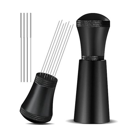 Alloy Coffee Distributor Stirrers With Stand, 0.3mm Thick Stainless Steel 7 Needles Tool Espresso Distribution Black