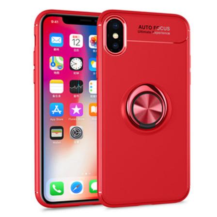 Iphone Xr - Auto Focus - Skal Med Ringhållare Röd/röd