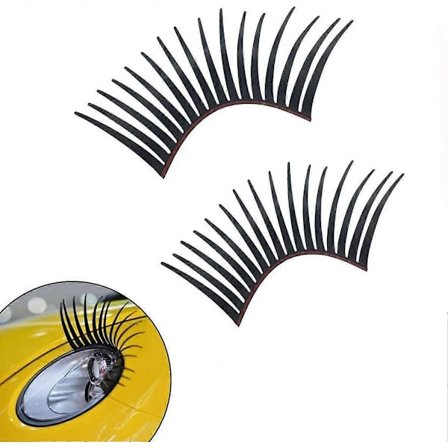 2 stk. Performance Bil Vipper PASSER ALLE BILER Universal Krøllete Sexy 3D Bil Vipper for Lykt Dekor Klistremerke (Svart)-WELLNGS