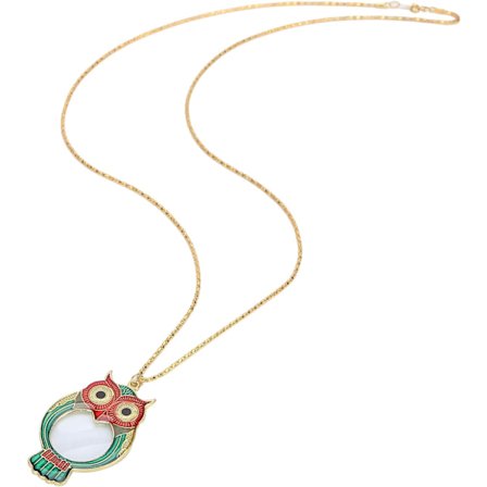 1 förstoringsglas med halsband, 10X, med förstoringsglas i halsband, praktiskt ugglemönster för äldre