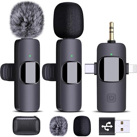 Trådløs Mikrofon 2-pak Lavalier Mikrofon Trådløs Slips Mikrofon Tre-i-én Bluetooth Mini Mikrofon Til Videooptagelse 3,5 mm Lydudgang