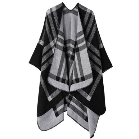 Retro Tofs Poncho Sjal Cape Wraps för kvinnor black4