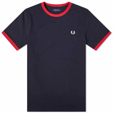 Fred Perry Authentic Contrast Rib Ringer T-shirt Blå, Herre T-shirts, Størrelse: M