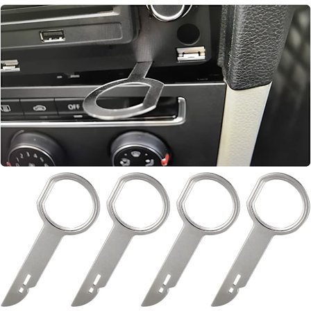 4 stk. bilradio-oplåsningsværktøj, bilradio-fjernelsesnøgle i rustfrit stål, bilradio