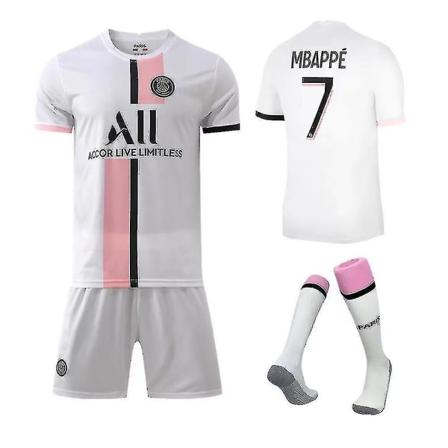 Regenboghorn Børnefodboldsæt Fodboldtrøje Trænings-T-shirtdragt 21/22-2a Mbappe PSG Away M (170-175 cm)
