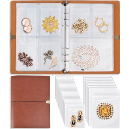 Smycken Organizer, Smycken förvaringsbok med fickor, hopfällbart reseörhängealbum, PU-läder tillbehörshållare Häfte för armband Halsband Ringar