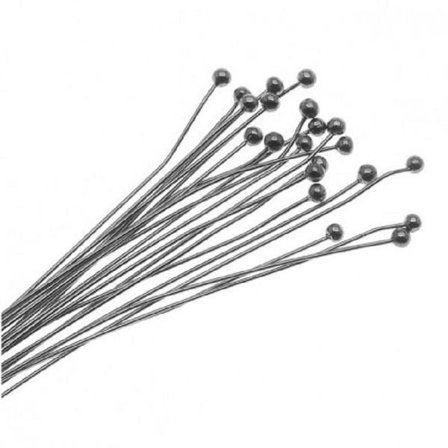 100 stk. Sorte (Gunmetal) hattenåle med kugle 20 mm. lang