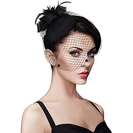 Chuangdi Pillbox Fascinator Hat For Kvinner Tea Party Hat Pannebånd Med Mesh Slør Svart Begravelseshatter Fascinator For Bryllup Kvinner S Hatter Og 