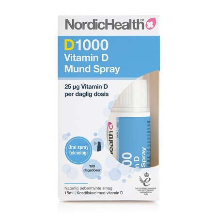 Nordic Health D1000 Vitamin D Mundspray 15 ml, Helse & Madvarer, Vitaminer, D-vitamin