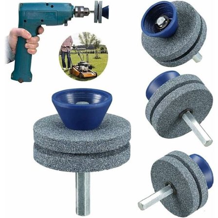 3-pak Universal Plæneklipper Klinge Slibesten, til enhver elektrisk boremaskine og håndboremaskine, roterende slibning, dobbeltlags slibemaskine (grå)