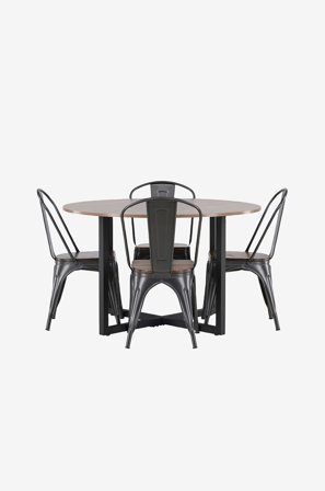 Venture Home - Ruokailuryhmä Durango ja ruokapöydän tuolit Tempe, 4 kpl - Ruskea - Ruokailuryhmät - - Homeroom