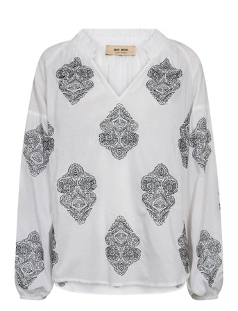 Mmashi Voila Blouse Tops Blouses Long-sleeved White MOS MOSH
