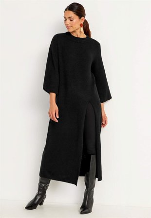 Cellbes of Sweden - Stickad klänning med hög slits - svart - för damer - 54/56