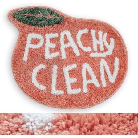 IC Peach bademåtte Peachy Clean bademåtte til badeværelse Skridsikker koralrosa badeværelsesmåtte Vaskbar badekar måtte Toiletmåtte (25,2"X20,5")