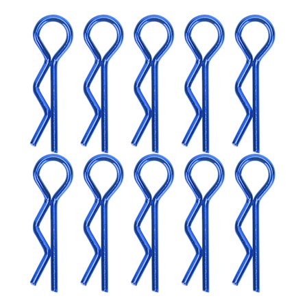 10 st 7MM RC Bil Kaross Klämmor RShape Metall Kroppsklämmor Stift för 1/5 1/6 1/8 1/10 RC Bil (Blå)
