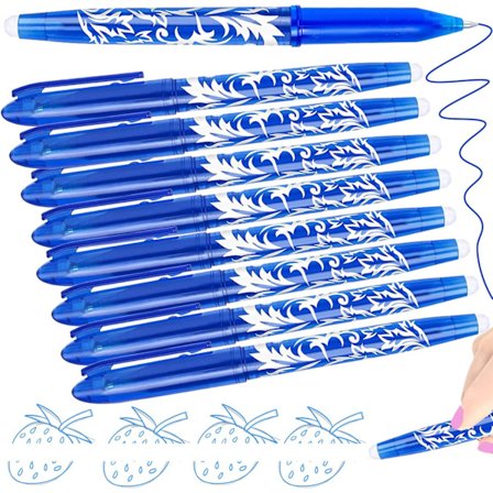 8 sletbare kuglepenne, viskelæderpenne, sletbare gelpenne med viskelædere i enden, friktionspenne, der kan viskes ud, skrivning