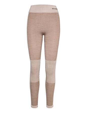 Hmlclea Seamless Mid Waist Tights Running/training Tights Beige Hummel