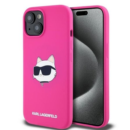 Karl Lagerfeld Choupette Head MagSafe-etui i silikone til iPhone 15 Plus / 14 Plus - Pink