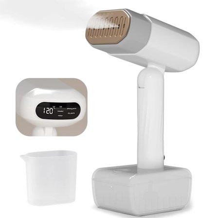 Dampstrygejern, dampbeklædningsdamper, 5 hastighedsindstillinger, 330 ml (hvid)