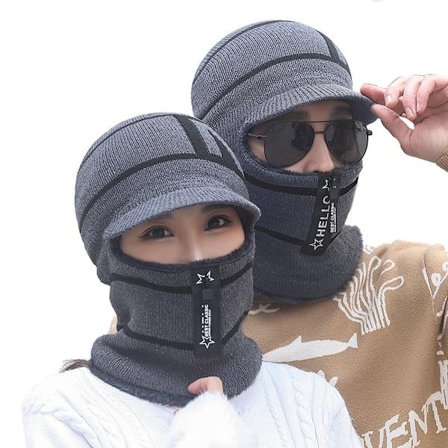 Unisex Balaclava - Strikket ansigtsmaske med lynlås og hætte