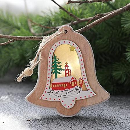 Led Trä Juldekoration 2 St (jingle Bell)