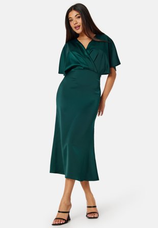 Bubbleroom Occasion - Wrap Satin Midi Dress - 46