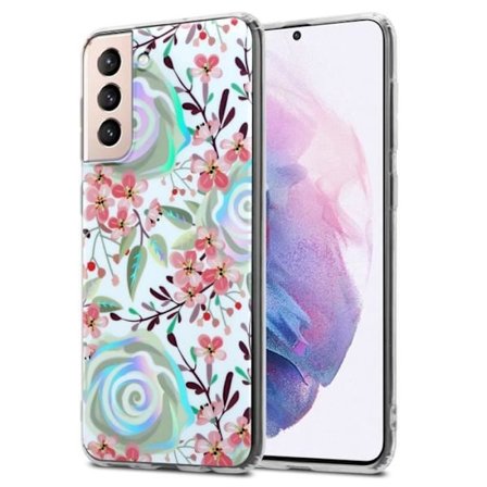 Skal till Samsung Galaxy S21 PLUS Fodral PEACH FLOWERS Fodral Skydd Silikon TPU Blommig plånbok