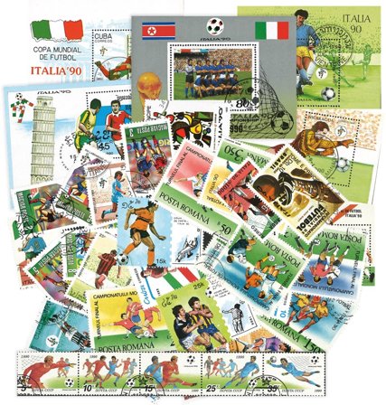Fodbold VM 1990 6 miniark, 2 sæt og 20 frimærker