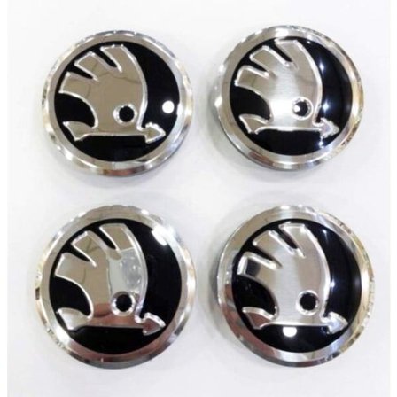 Sæt med 4 sorte Skoda-hjulkapsler på 56 mm til Fabia, Octavia, Superb