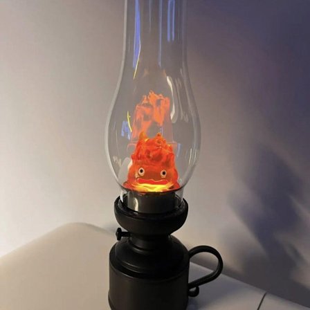Casifer Nattlampe Tegneserie Anime Flamme Dekorativ Lampe Howls Moving Castle Parafinlampe Atmosfære Lampe Hjem