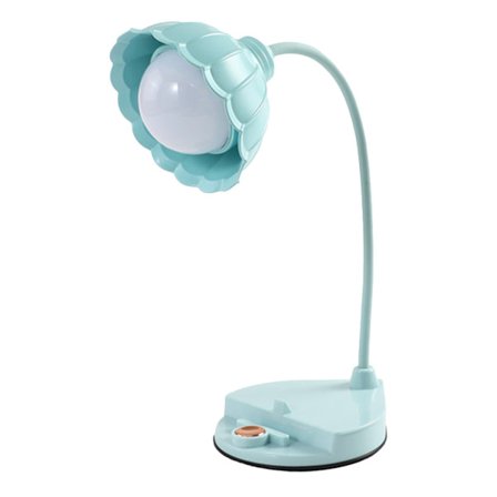 Blå Blomformad LED Läslampa Touch Sensitive USB-laddning Vikbar Bordslampa för Sovrum Sovsal