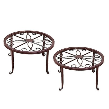 2 STK Metal Plantestativ til Potter Rundt Rustfrit Jern Plantekasseholder Stativ Kraftig Smedejern.pa