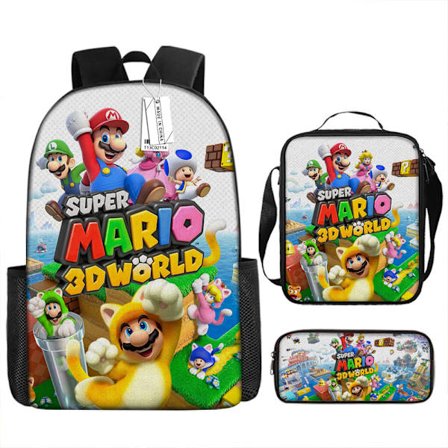 Nyt tegneserie SuperMario skole taske tre-delt sæt til elever i grundskolen og gymnasiet