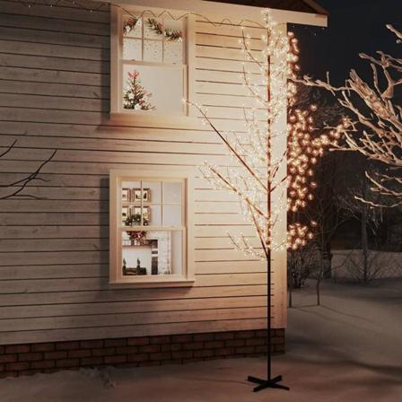 Vidaxl Körsbärsträd Med Led Varmvit 672 Lysdioder 400 Cm Vit