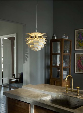 PH Kongle taklampe Ø48 - dusty green/messing