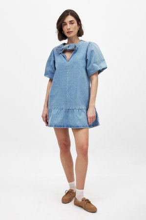 Handpicked x NA-KD Robe courte en jean nouée - Robes en jean - Bleu - EU 40