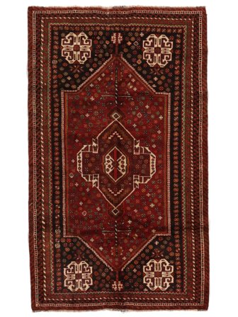 Oriental Qashqai Rug 155X250 Black/Dark Red Wool, Persia