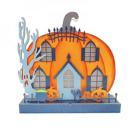 Halloween græskar lys græskar hus led lampe træ græskar ornamenter julebord dekoration lc904