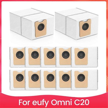 12 stk. støvsugerposer til Eufy Omni C20 robotstøvsuger, erstatningsposer med stor kapacitet