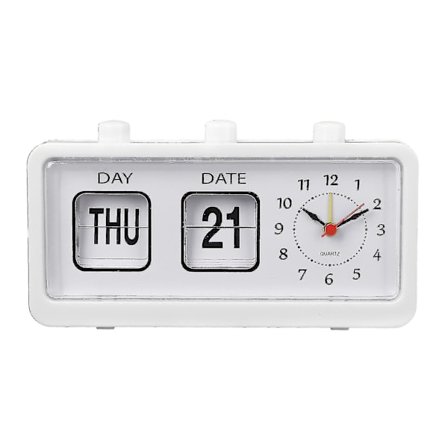 1 stk. ur til hjemmet - simpelt rektangulært ur med manuel dato- og ugedagskontrol