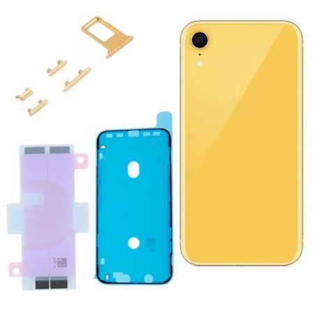 iPhone XR Complete Back Cover Glass with Frame - Yellow