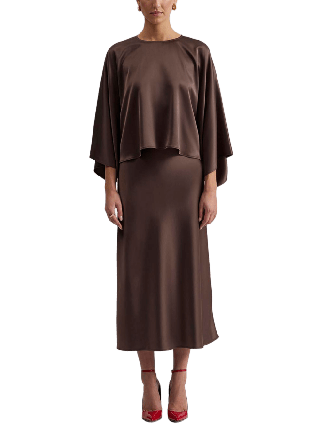 Malina Satin Maxikjol Kjolar Dam Brun M