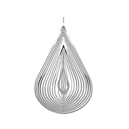 Vindmølle Vanddråbeformet Rustfrit Stål 3d Flydende Lyseffekt Dekoration Til Udendørs Have