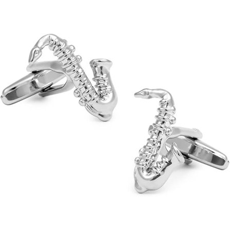 Silver Saxofon Manschettknappar och Manschettknappar | Originella Manschettknappar för Skjortor | För Män och Barn | Presenter till Bröllop, 