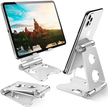 Vikbar Aluminiumdesign för Skrivbordstillbehör, Justerbart Telefonstativ med Universell Mobiltelefonhållare, Halkskydd Håller Dina Smartphones