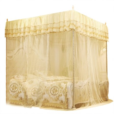 Luksus Princess Tre Side Åbninger Post Bed Curtain Canopy Netting Myggenet Sengetøj (S)