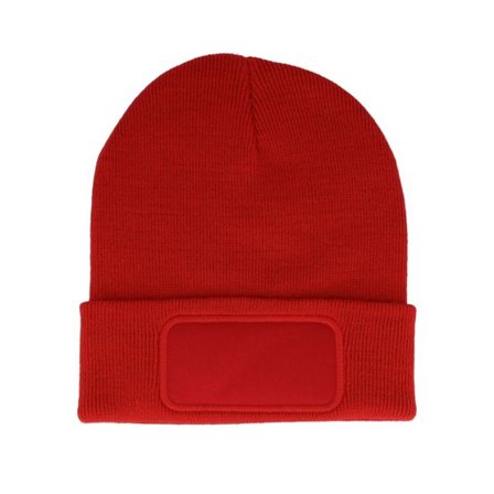Beechfield - Röd cuff Beanie - Classic Red Original Patch Cuff @ Hatstore
