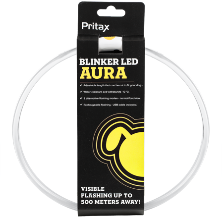 Pritax - Blinkende krage LED Aura, 8 mm, 35-60 cm, gul - Hund - Halsbånd - ZOO.no