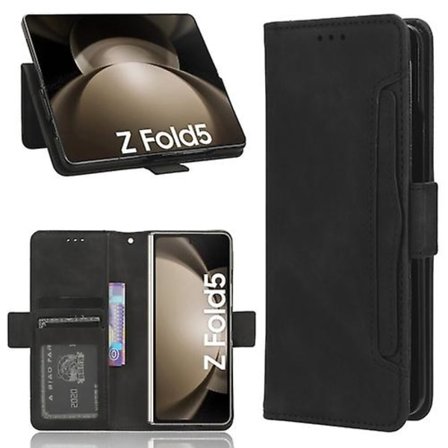 For Samsung Galaxy Z Fold5 Skin Feel Calf Texture Card Slots Lær Mobiltelefon Deksel Med Penneholder
