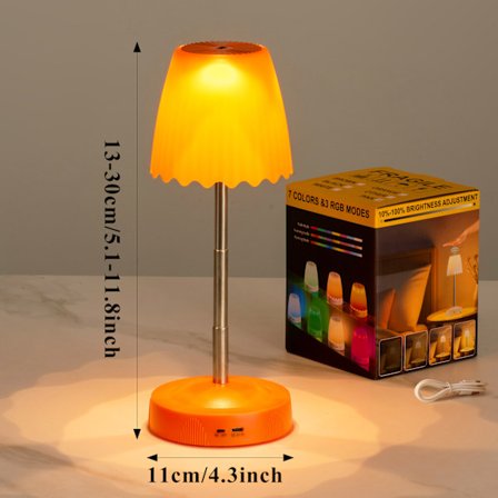 Bevegelsessensor Nattlys med Høydejusterbar Stang, 7 Fargeskiftende & 3 RGB-Moduser (Oransje)